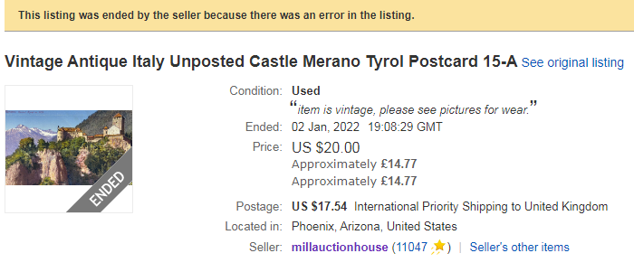 Castle-Schoss-Merano-Tyrol-Postcard-eBay-Dec2021-millauctionhouse-Listing-Ended-Error.png