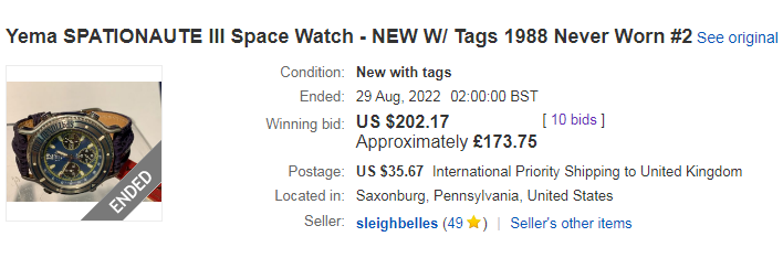 Yema-SpationauteIII-eBay-August2022-Another-Ended-Sold-$202.17.png